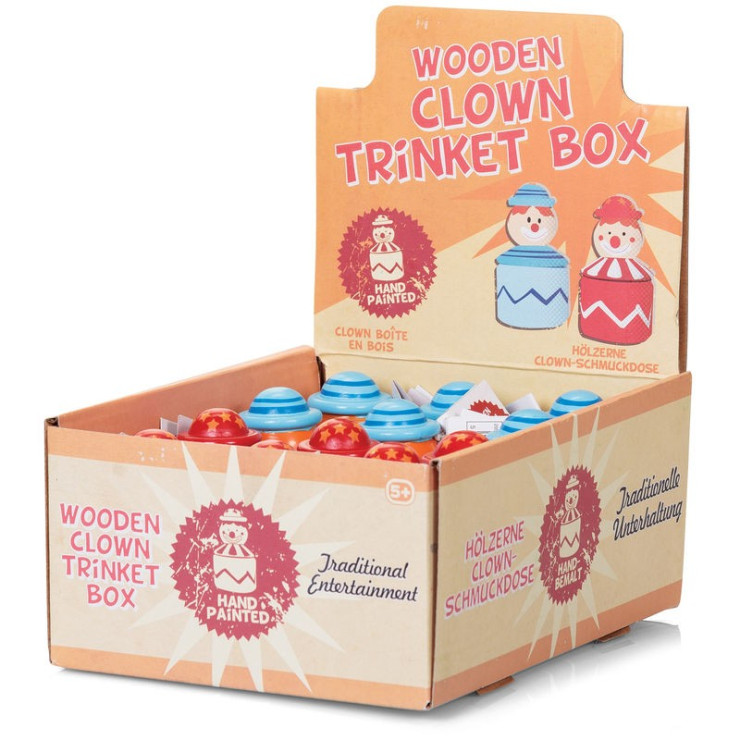 WOODEN CLOWN TRINKET BOX