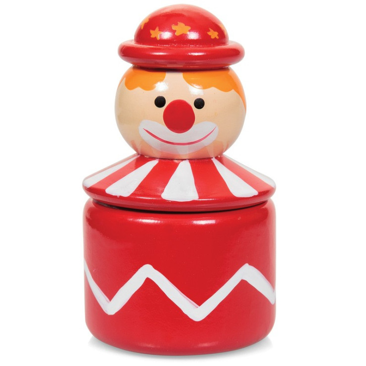 WOODEN CLOWN TRINKET BOX