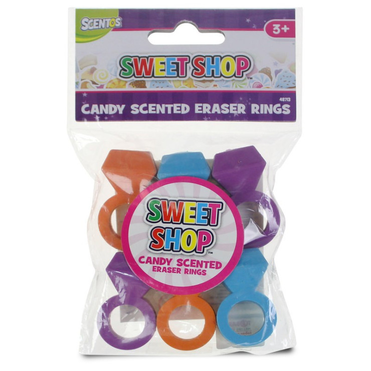 SWEET SHOP ERASER RINGS 6PK