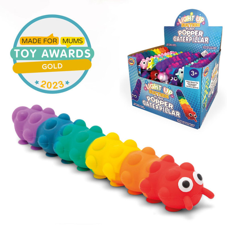 3D Push Pop Suction Caterpillar with Light