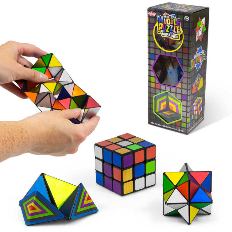 METALICZNE MUDDLE PUZZLE POTRÓJNA PACZKA
