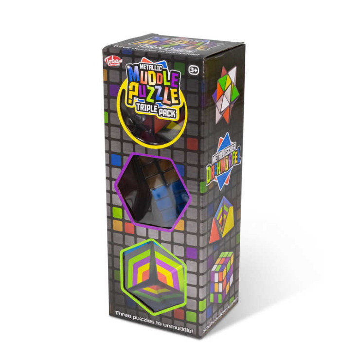 METALICZNE MUDDLE PUZZLE POTRÓJNA PACZKA