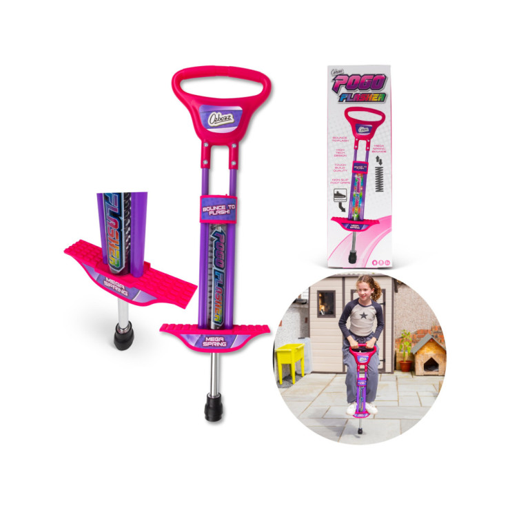 ŚWIECĄCY POGO STICK RÓŻOWY 89 CM